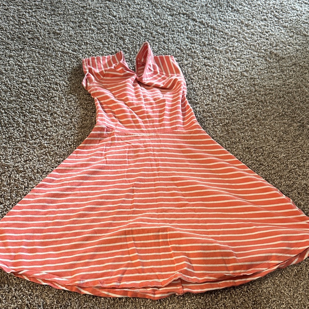 SO Vibrant Coral and White Striped Tee